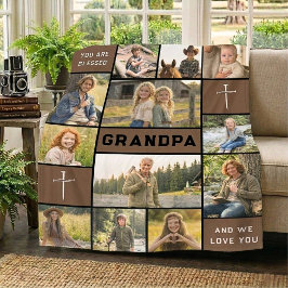 Cobertor De Velo Chocolate Brown 12 Photo Grandpa Name Bold Black