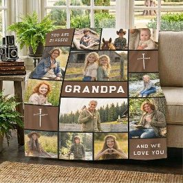 Cobertor De Velo Chocolate Brown 12 Photo Grandpa Name Bold White
