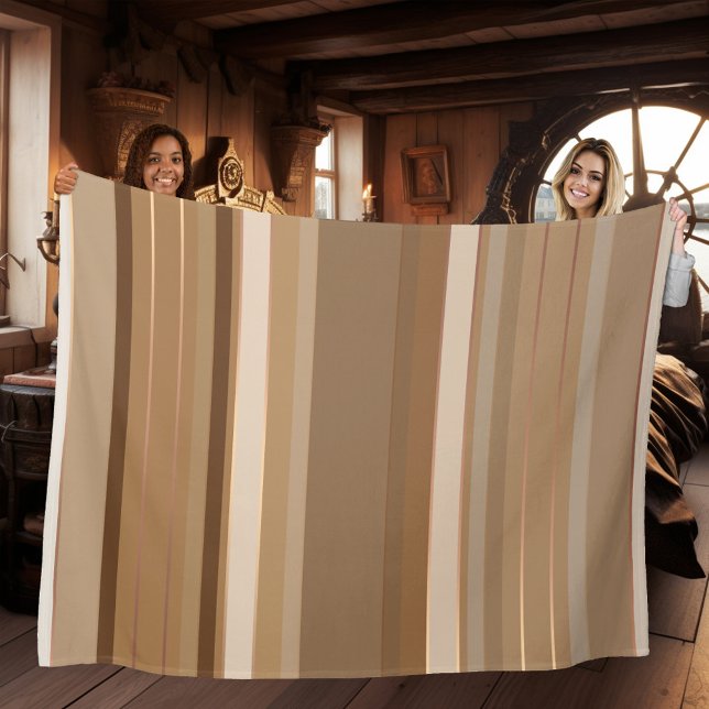 Cobertor De Velo Chocolate Café e Caramelo Strike (Fleece blanket featuring a striped design in the warm colors of chocolate, coffee and caramel)