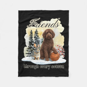 Cobertor De Velo Chocolate Goldendoodle e Amigo na Neve de Inverno
