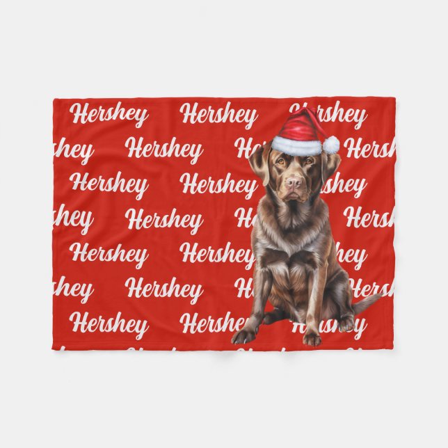 Cobertor De Velo Chocolate Lab Natal Cachorro Nome Personalizado Na (Frente (Horizontal))