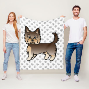 Cobertor De Velo Chocolate Yorkshire Terrier Cartoon Dog & Paws
