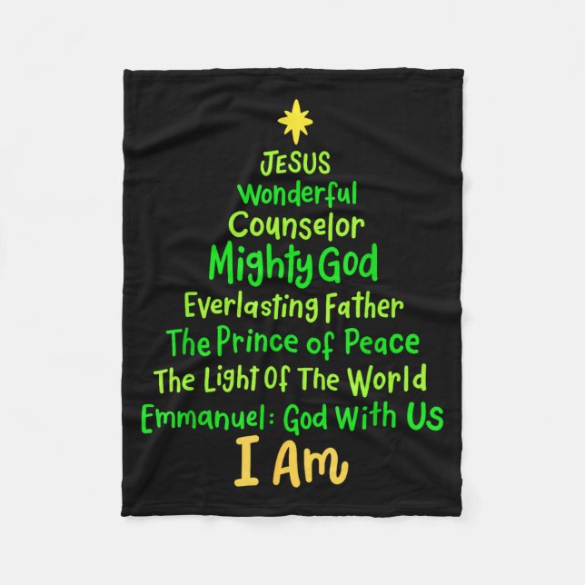 Cobertor De Velo Christian Christmas Jesus Bible Names Xmas Tree Sh (Frente)