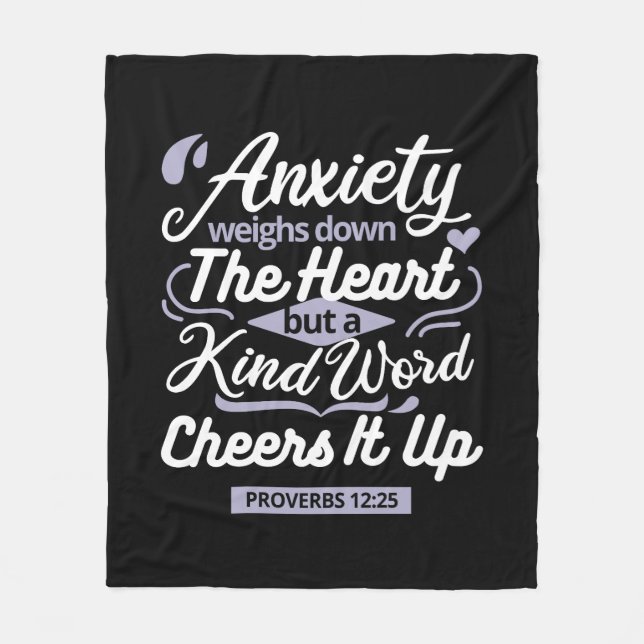 Cobertor De Velo Christian Encouragement Quote – Anxiety & Kindness (Frente)