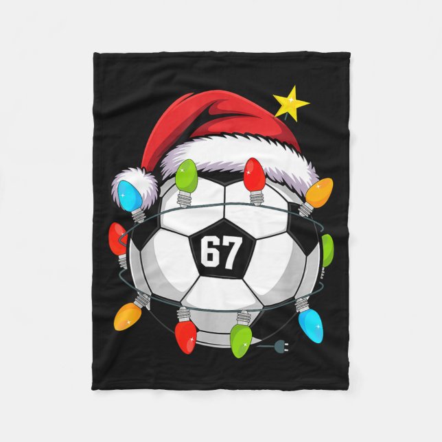 Cobertor De Velo Christmas 67 Meme Soccer Ball Santa Hat Funny Xmas (Frente)