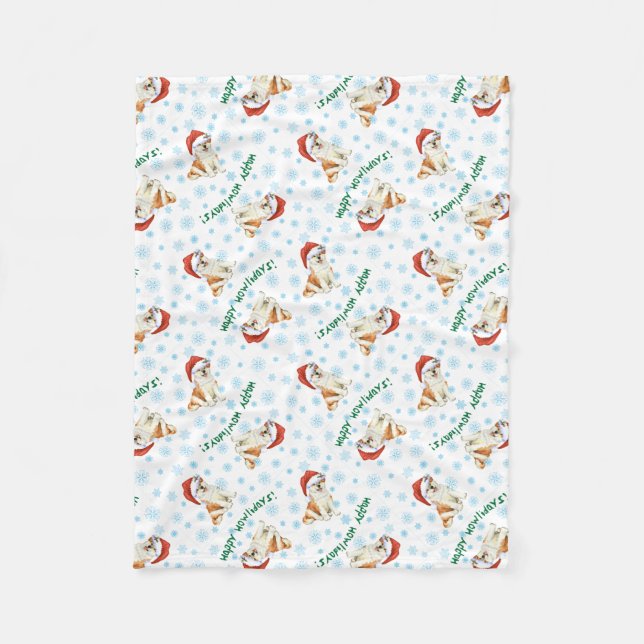 Cobertor De Velo Christmas Akita Fleece Blanket (Frente)