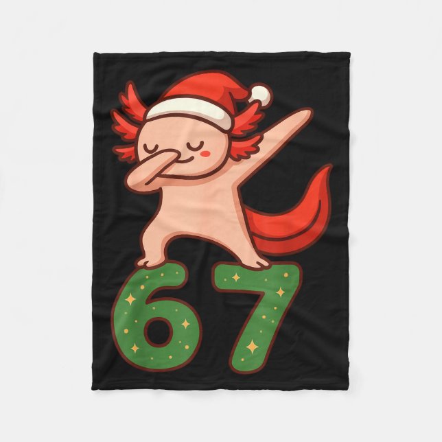 Cobertor De Velo Christmas Axolotl Dabbing 67 Meme Six Seven Funny  (Frente)
