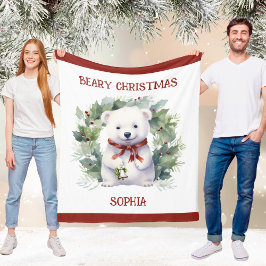 Cobertor De Velo Christmas Bear Blanket for Kids With Name