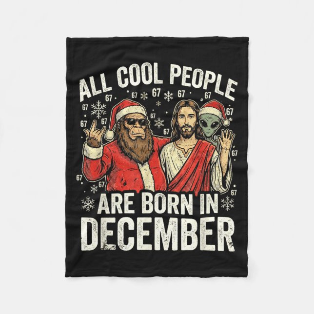 Cobertor De Velo Christmas Birthday Humor Funny Jesus Born In Decem (Frente)