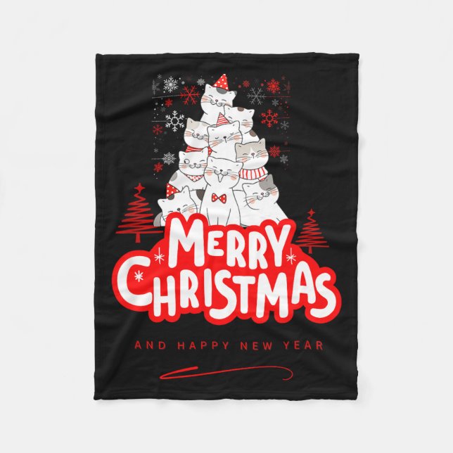 Cobertor De Velo Christmas Cat Tee – Festive Kitty Holiday Art  (Frente)