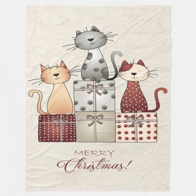 Cobertor De Velo Christmas Cats (Frente)