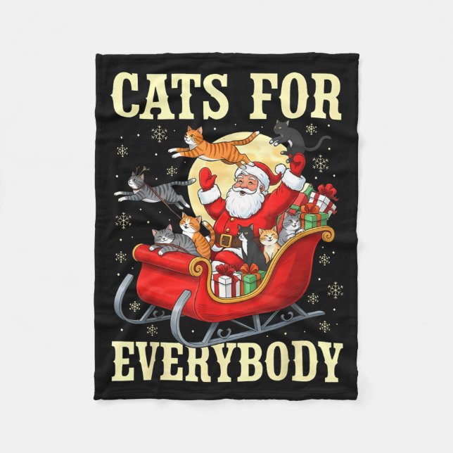Cobertor De Velo Christmas Cats For Everybody Santa Lover Holiday  (Frente)