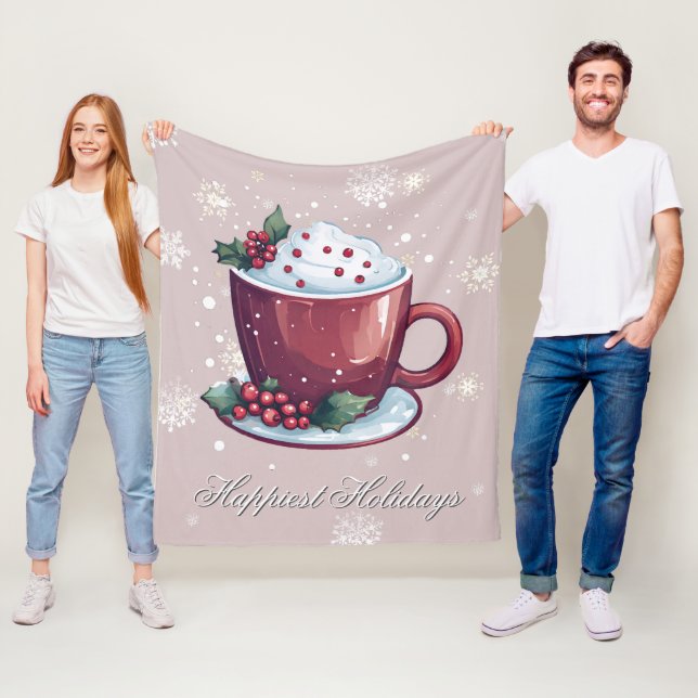 Cobertor De Velo Christmas Cup of Hot Chocolate | Blush Pink (In Situ)