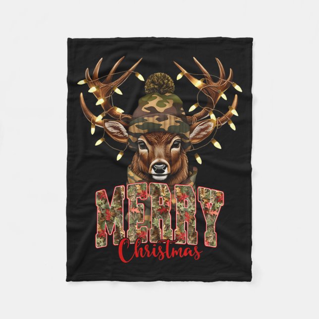 Cobertor De Velo Christmas Deer Camouflage Hunting Camo Reindeer &a (Frente)