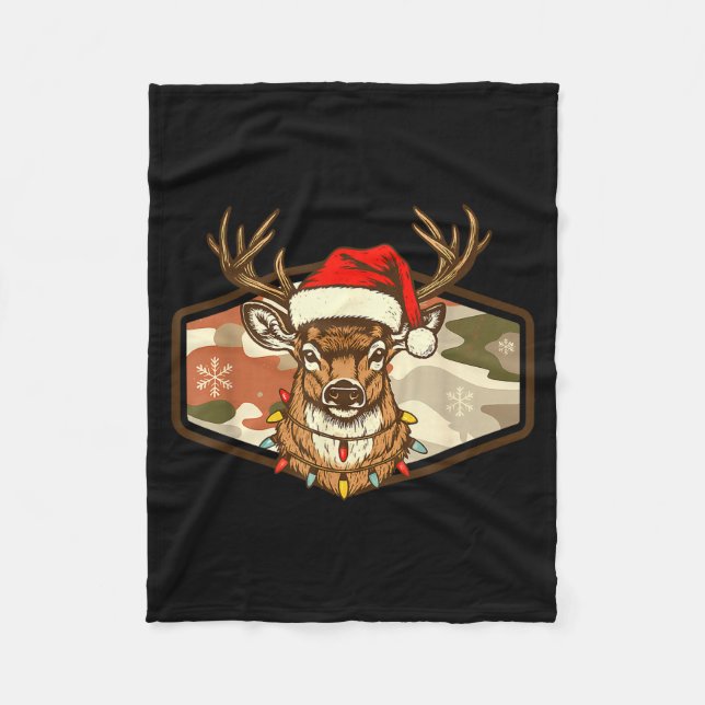 Cobertor De Velo Christmas Deer Hunting Old School Camo, Xmas Hunti (Frente)