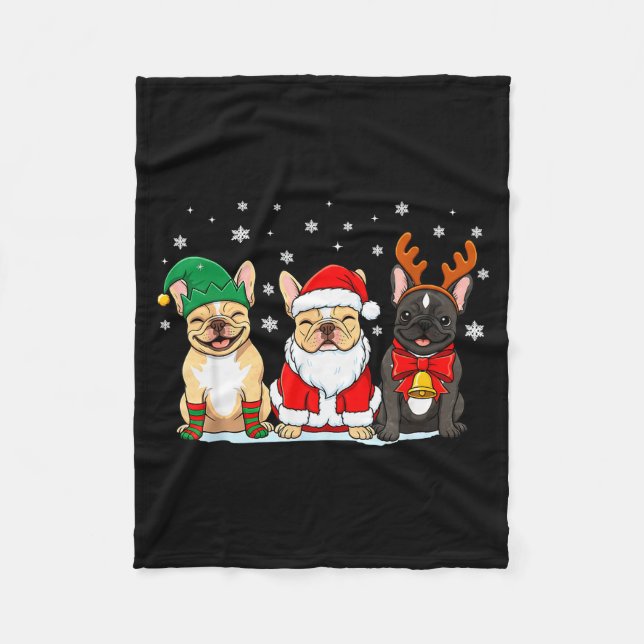 Cobertor De Velo Christmas Dog French Bulldog Xmas Dog Lover Men Wo (Frente)