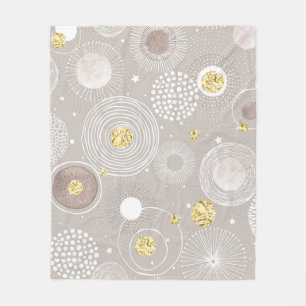 Cobertor De Velo Christmas doodles: golden foil background.