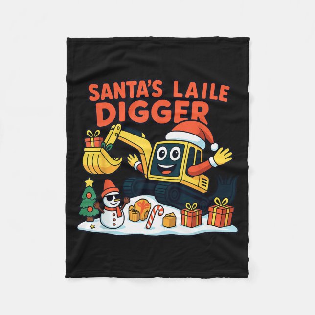 Cobertor De Velo Christmas Excavator Santa Digger Funny Holiday  (Frente)