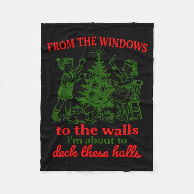 Cobertor De Velo Christmas Funny From The Windows To The Walls Xmas (Frente)