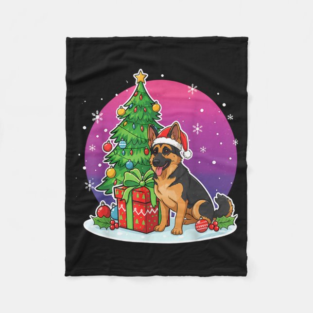 Cobertor De Velo Christmas German Shepherd Santa Hat Xmas Men Women (Frente)