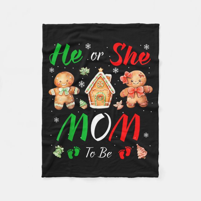 Cobertor De Velo Christmas Gingerbread Gender Reveal He Or She Mom  (Frente)