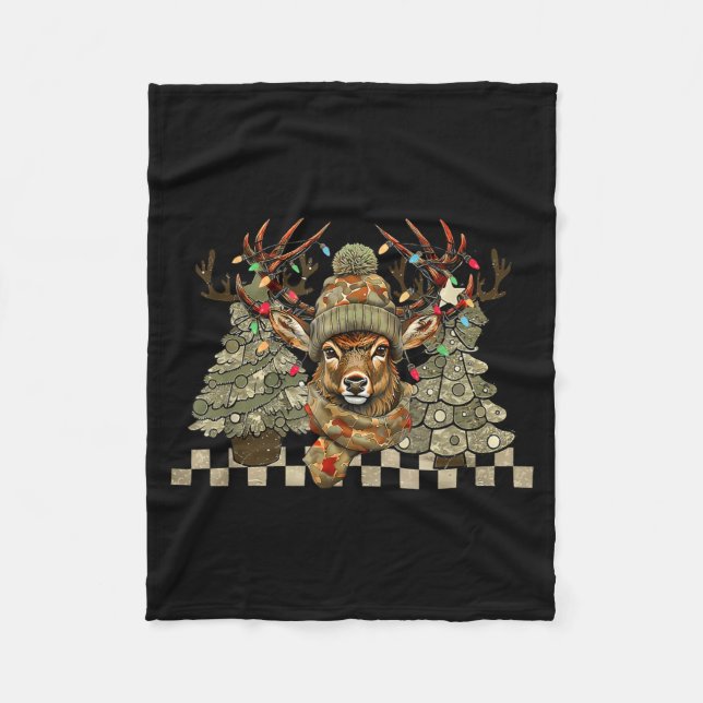 Cobertor De Velo Christmas Holiday Camo Hunting Reindeer Deer Xmas  (Frente)