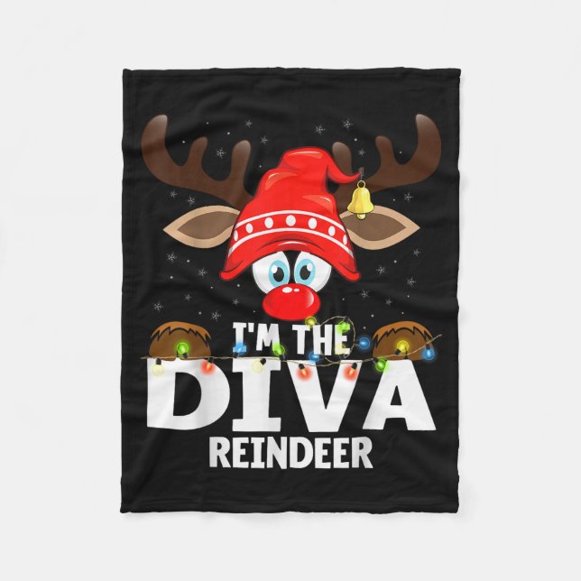 Cobertor De Velo Christmas Matching I'm The Diva Reindeer  (Frente)