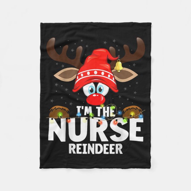 Cobertor De Velo Christmas Matching I'm The Nurse Reindeer  (Frente)