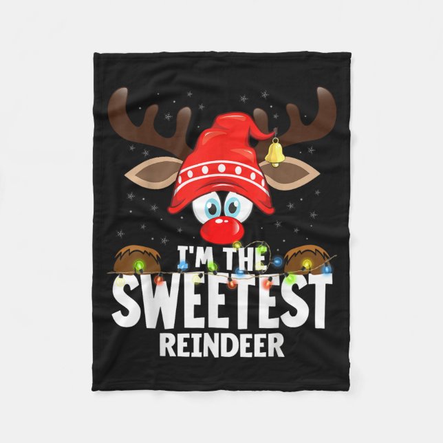 Cobertor De Velo Christmas Matching I'm The Sweetest Reindeer  (Frente)