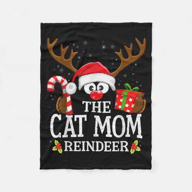 Cobertor De Velo Christmas Matching The Cat Mom Reindeer Family  (Frente)