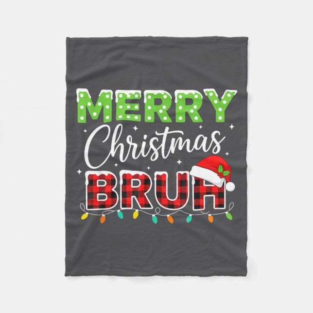 Cobertor De Velo Christmas Merry Christmas Bruh Buffalo Plaid Santa (Frente)