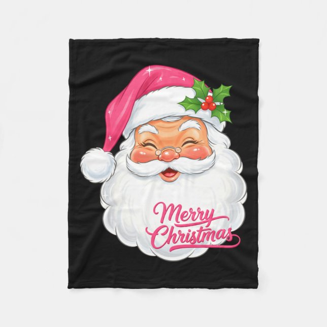 Cobertor De Velo Christmas Merry Christmas Santa Face Jolly Santa C (Frente)