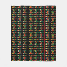 Cobertor De Velo Christmas Nutcrackers Green and Black
