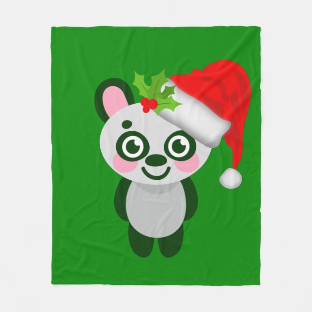 Cobertor De Velo christmas panda santa claus (Frente)