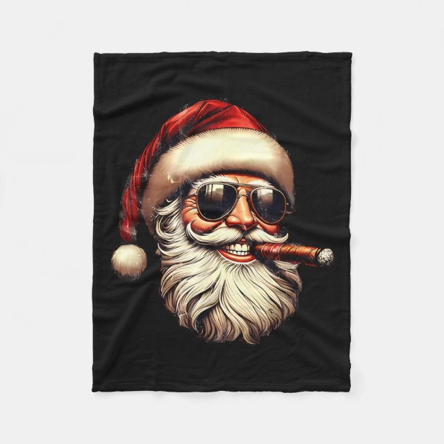 Cobertor De Velo Christmas Santa Smoking Cigar With Sungl Cigar Smo (Frente)