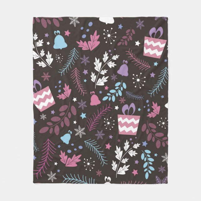 Cobertor De Velo Christmas seamless pattern with tree,  snow,  gift (Frente)