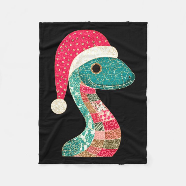 Cobertor De Velo Christmas Snake Santa Hat Holiday Fun Premium Tri- (Frente)