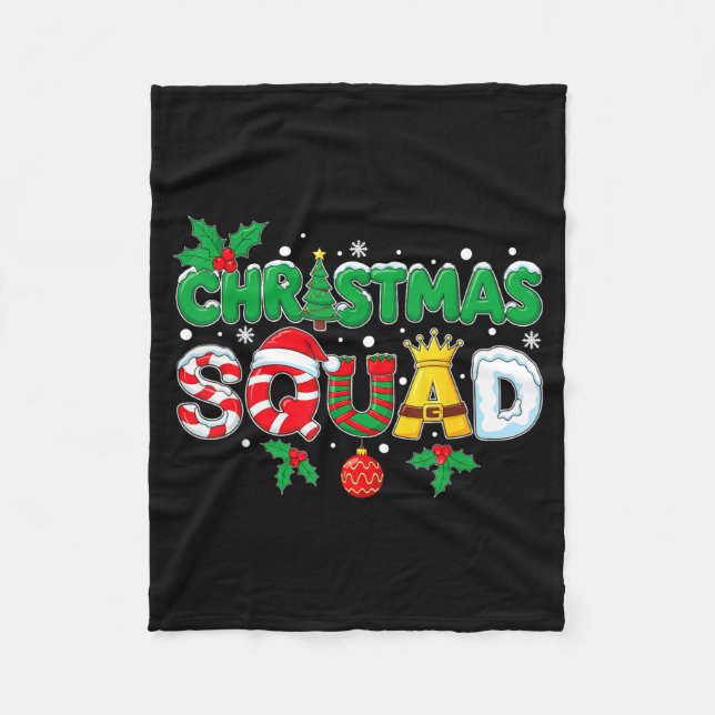 Cobertor De Velo Christmas Squad Merry Xmas Family Holiday Snow Elf (Frente)