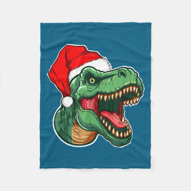 Cobertor De Velo Christmas T-rex  (Frente)