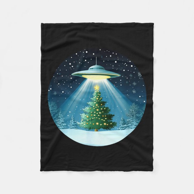 Cobertor De Velo Christmas Tree Beamed By Ufo For Interstellar Holi (Frente)