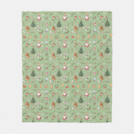 Cobertor De Velo Christmas Tree Santa cute character holiday design