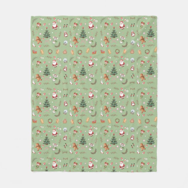 Cobertor De Velo Christmas Tree Santa cute character holiday design (Frente)
