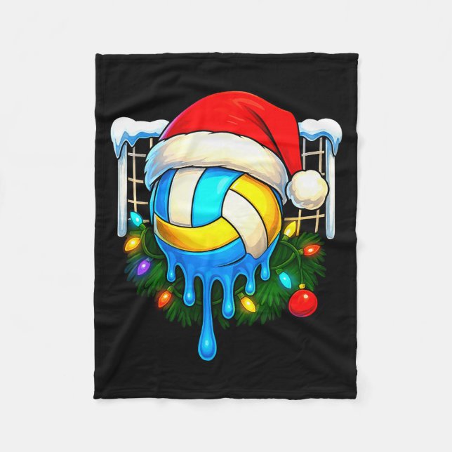 Cobertor De Velo Christmas Volleyball Drip Ice Cream Drip Xmas  (Frente)