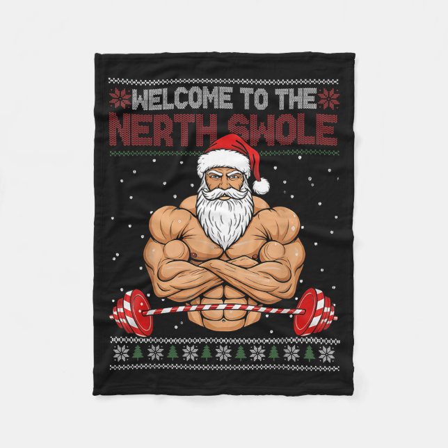 Cobertor De Velo Christmas Workout Welcome To North Swole Xmas Gym  (Frente)