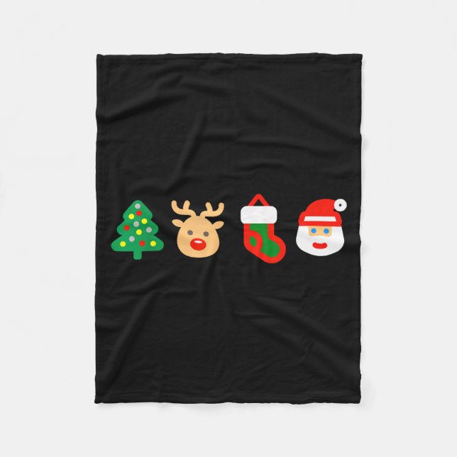 Cobertor De Velo Christmas Xmas Santa, Tree, Stocking, Reindeer Des (Frente)