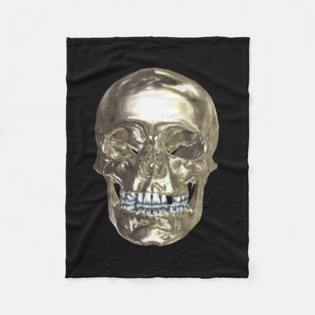 Cobertor De Velo Chrome Skull Fleece Blanket (Frente)
