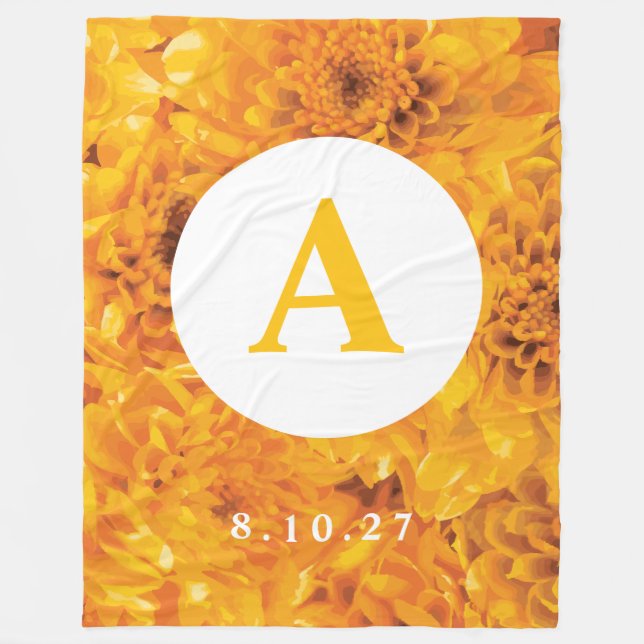 Cobertor De Velo Chrysanthemum Blanket Dourado Personalizado (Frente)