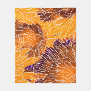 Cobertor De Velo Chrysanthemum Japonês: Watercolor Seamless Patter