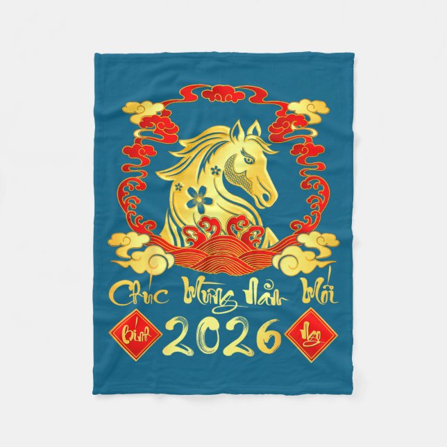 Cobertor De Velo Chuc Mung Nam Moi 2026 Tet Vietnamese Lunar New Ye (Frente)