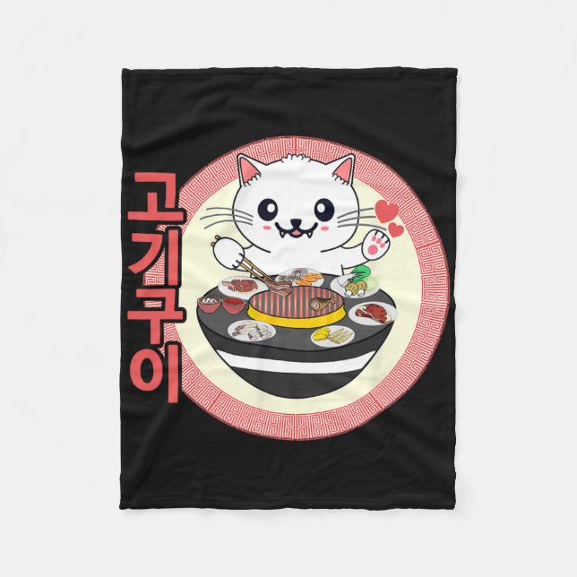 Cobertor De Velo Churrasco coreano Kbq Kawaii Cat (Frente)
